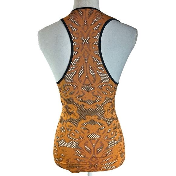 Nic & Jo Tank Top Semi-Sheer Knit Burnt Orange Racer Back One Size Fits Most - Picture 3 of 8